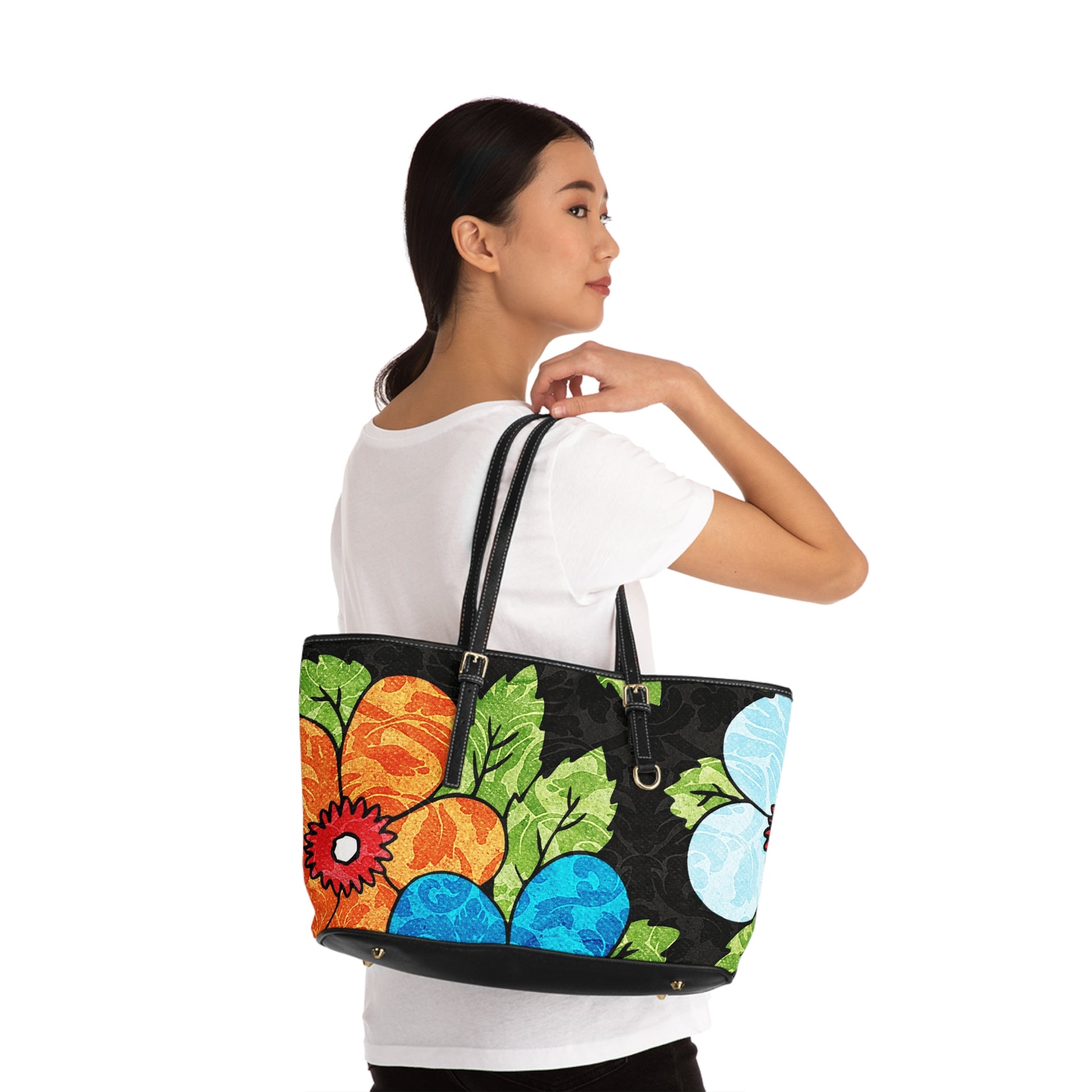 Groovy Black Floral Kl PU Leather Shoulder Bag, Artsulli - Art is Long, Life is Short, Bags, , , , , , , 