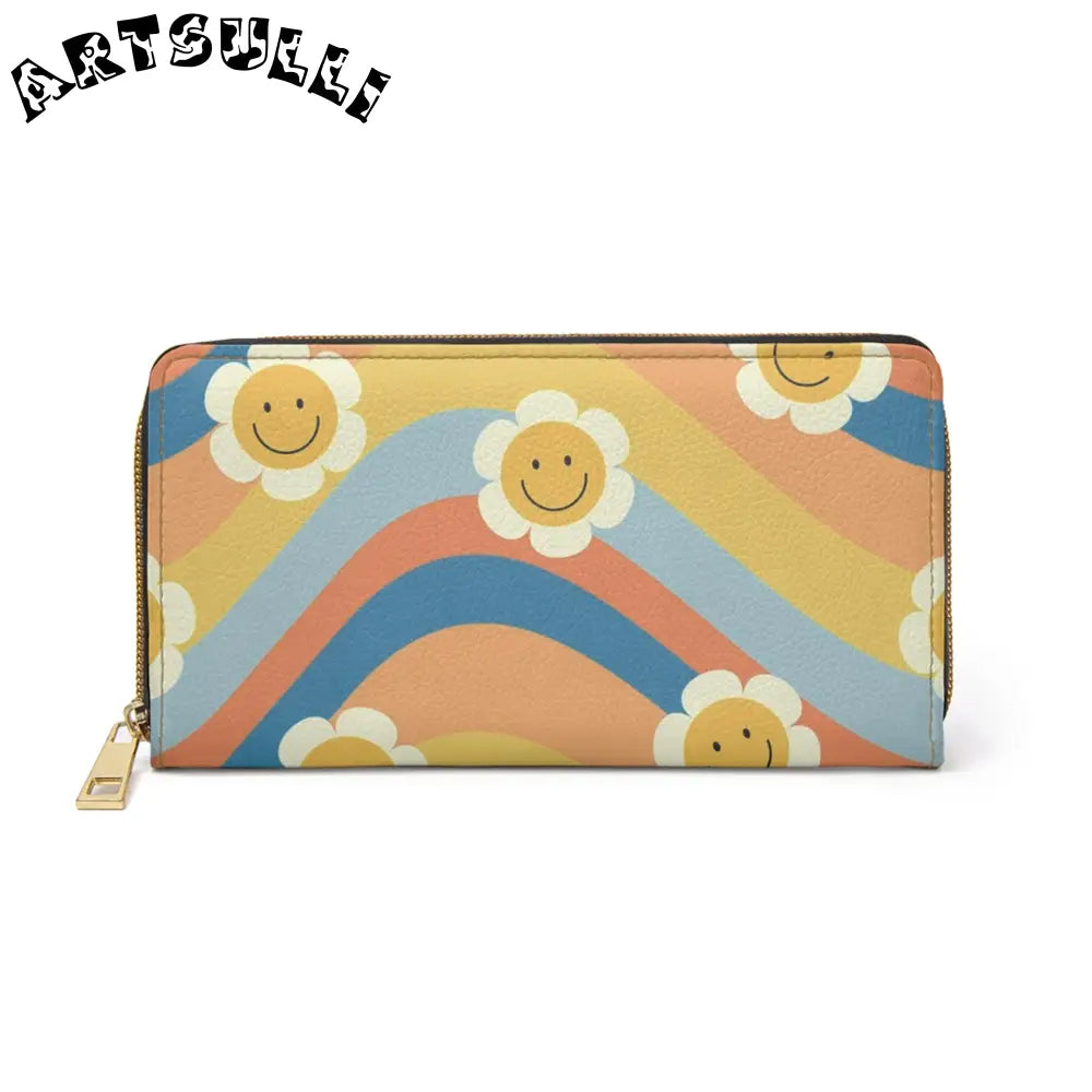 70s Smiley Wave Zipper Wallet, Artsulli - Art is Long, Life is Short, Accessories, Size, One size, Color, White, , , 18026089470171
