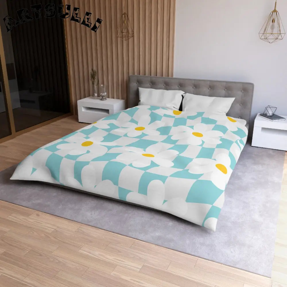 JAKKOUTTHEBXX Trippy Check Garden Microfiber Duvet Cover