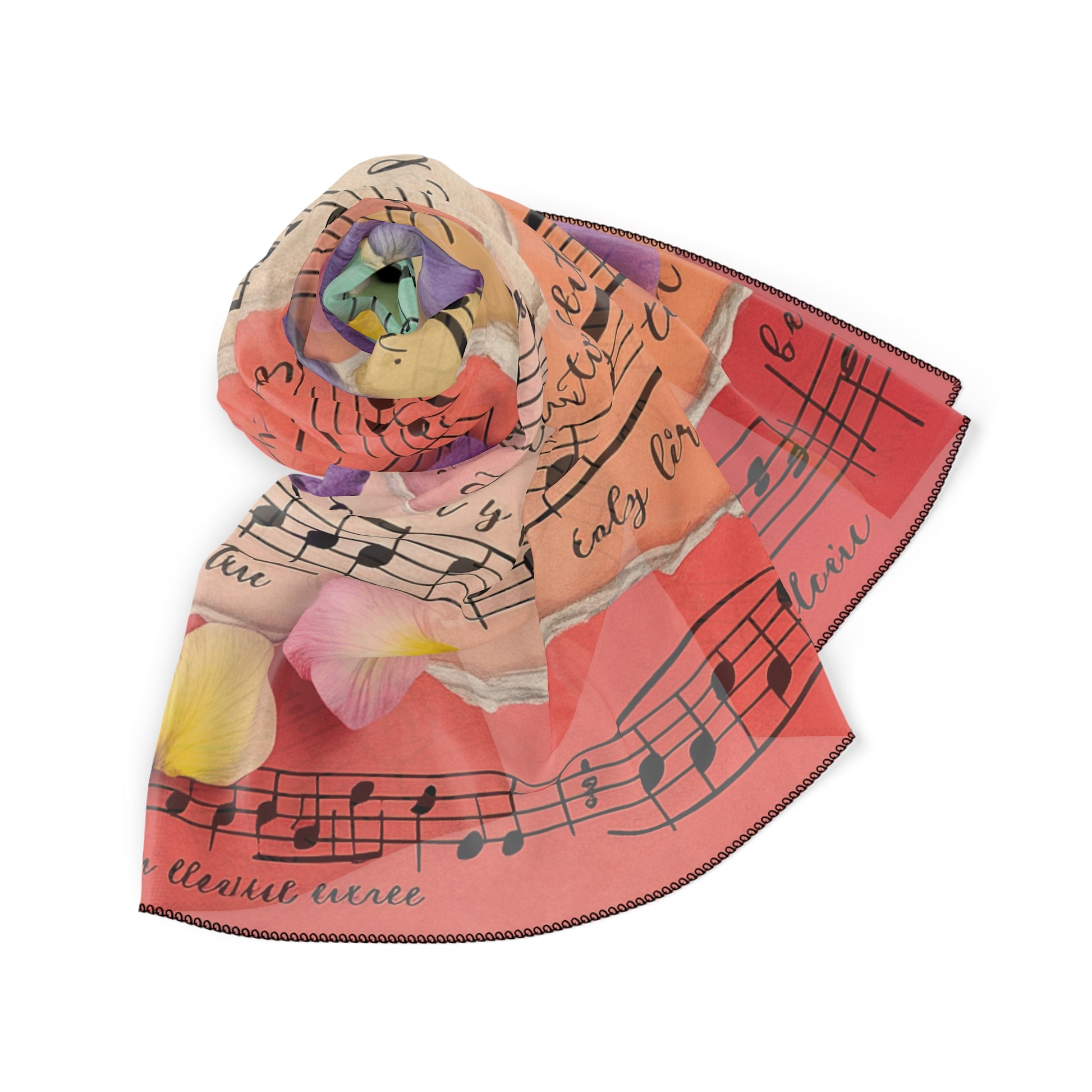 Torn Type Beat Sheet Music Multi-Color Poly Scarf, Artsulli - Art is Long, Life is Short, Accessories, , , , , , , 