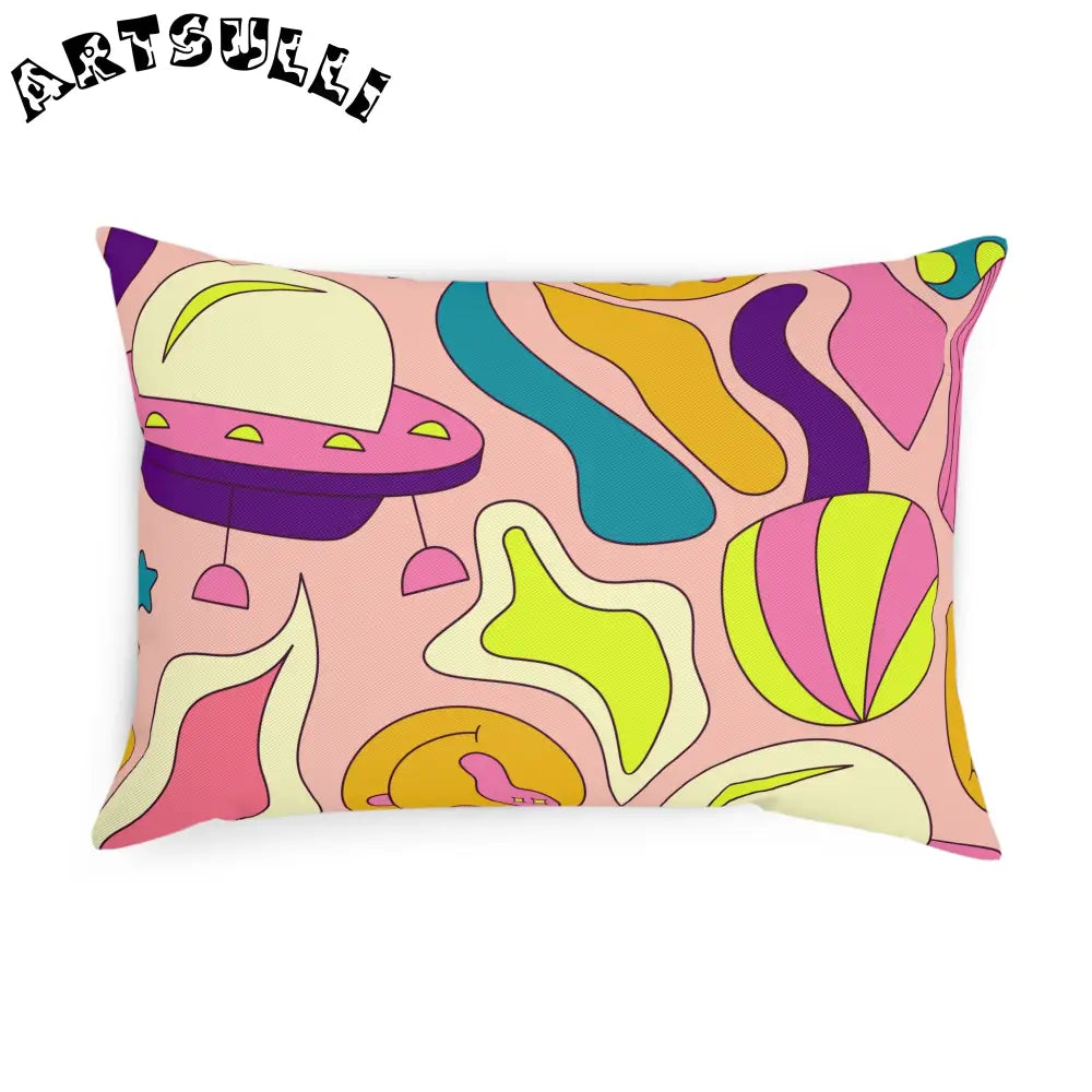 JAKKOUTTHEBXX Trippy Spaceships Pink Cushion JAKKOUTTHEBXX Artsulli