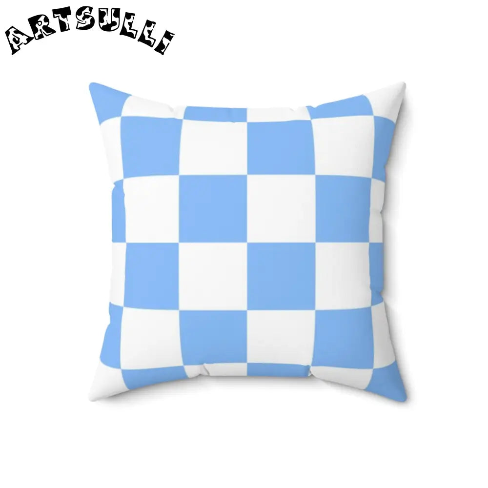 JAKKOUTTHEBXX Checkerboard White and Light Blue Spun Polyester
