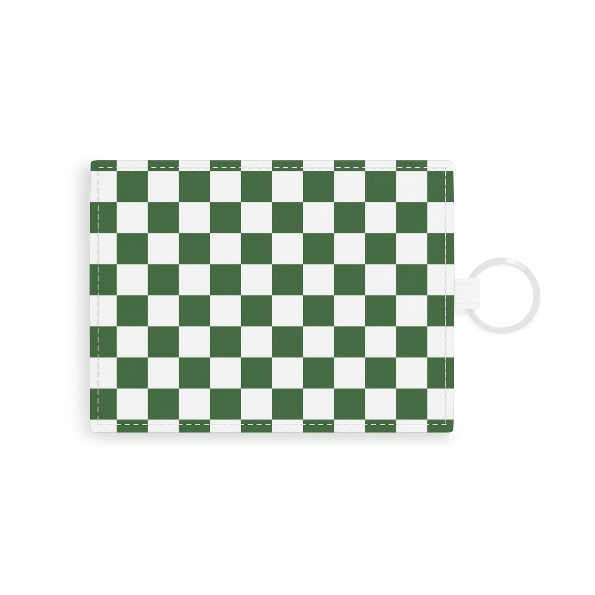 Checkerboard White and Dark Green Saffiano Leather Card Holder, Artsulli - Art is Long, Life is Short, Accessories, Size, One size, Color, White, , , 15317509073213895351