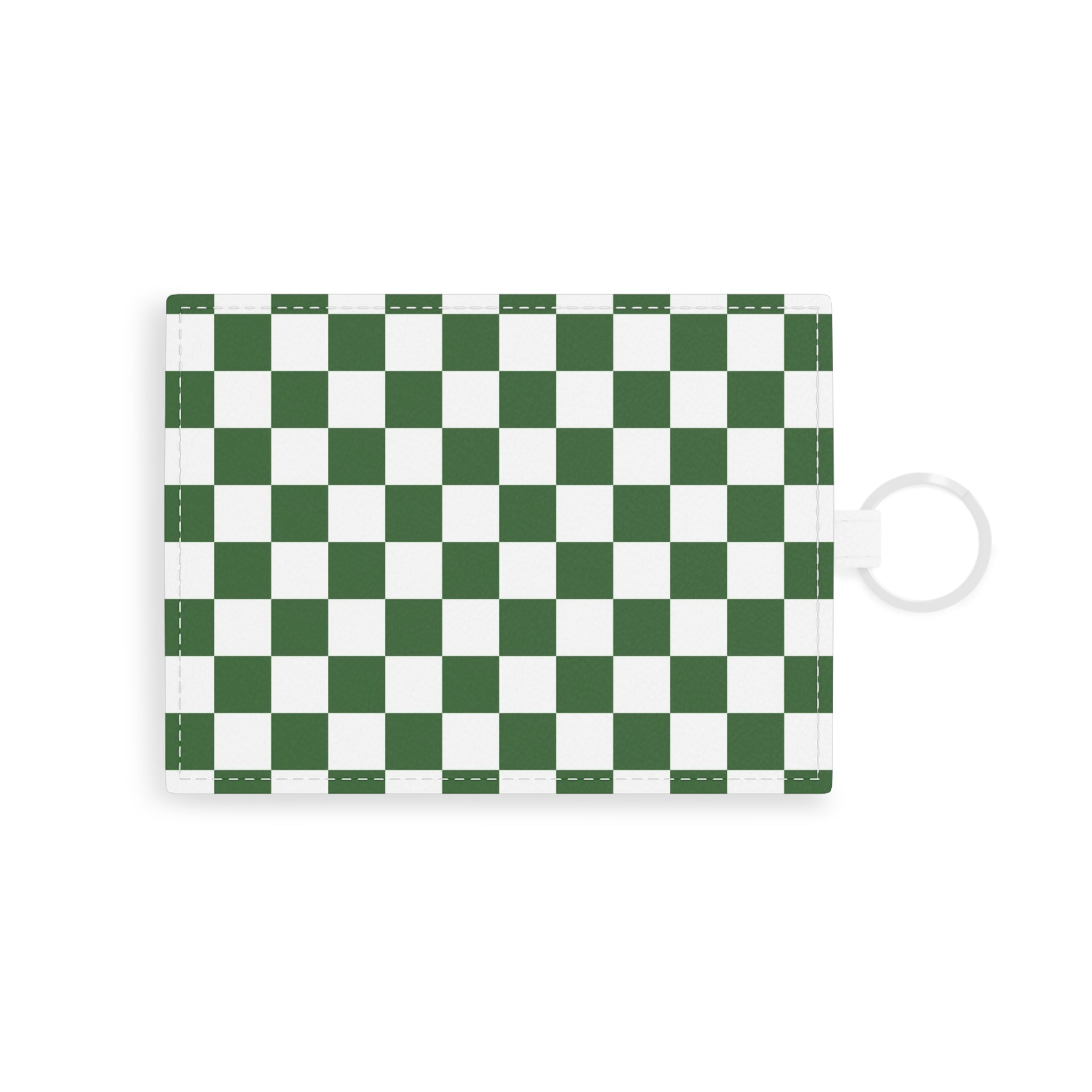 Checkerboard White and Dark Green Saffiano Leather Card Holder, Artsulli - Art is Long, Life is Short, Accessories, Size, One size, Color, White, , , 15317509073213895351