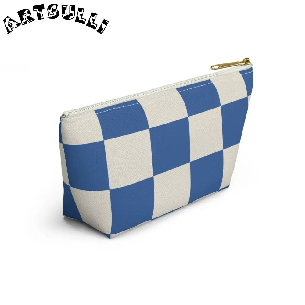JAKKOUTTHEBXX Checkerboard Blue Accessory Pouch w T-bottom