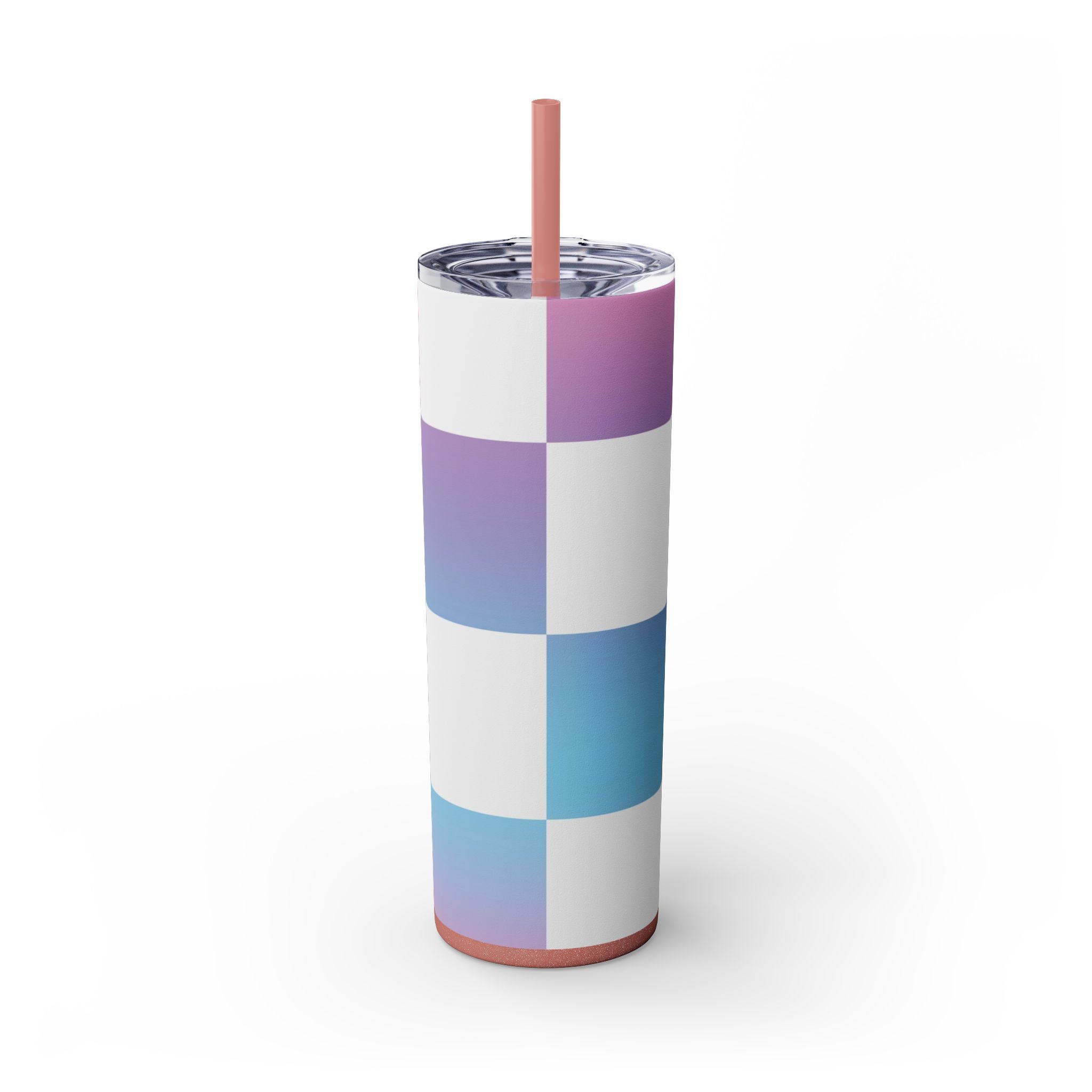 Vaporwave Check Skinny Tumbler with Straw, 20oz, Artsulli - Art is Long, Life is Short, Mug, Finish, Glossy, Color, Glitter Dusty Rose, Size, 20oz, 16917811628082026583