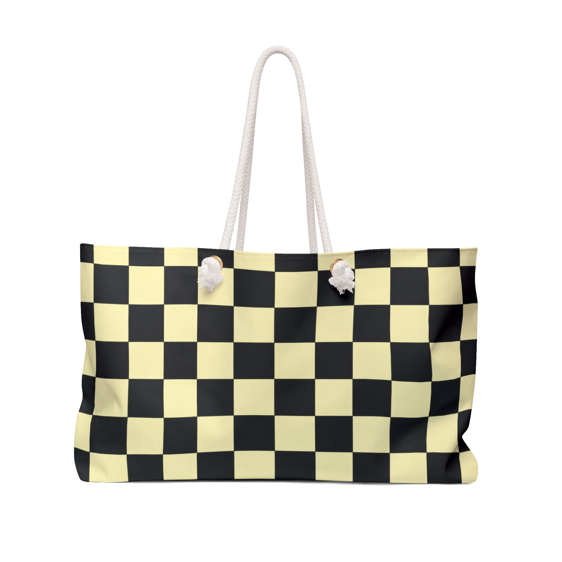 Checkerboard Black and Yellow Weekender Bag, Artsulli - Art is Long, Life is Short, Bags, Size, 24" × 13", , , , , 15216417697588307678