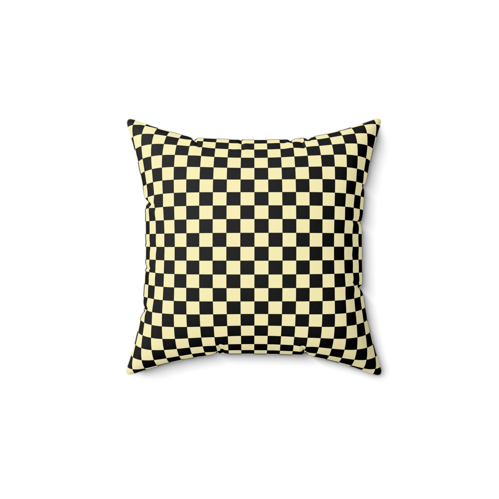 Checkerboard II Black and Yellow Spun Polyester Square Pillow, Artsulli - Art is Long, Life is Short, Home Decor, Size, 14" × 14", , , , , 15402473054435341609