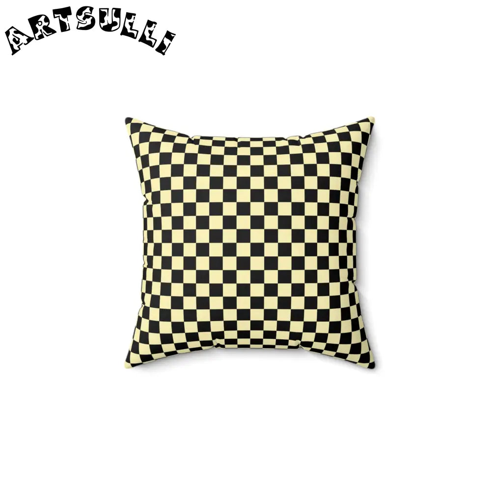 JAKKOUTTHEBXX Checkerboard II Black and Yellow Spun Polyester Square