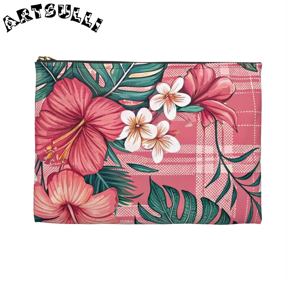 JAKKOUTTHEBXX Plaid x Floral Burgundy and Green Accessory Pouch