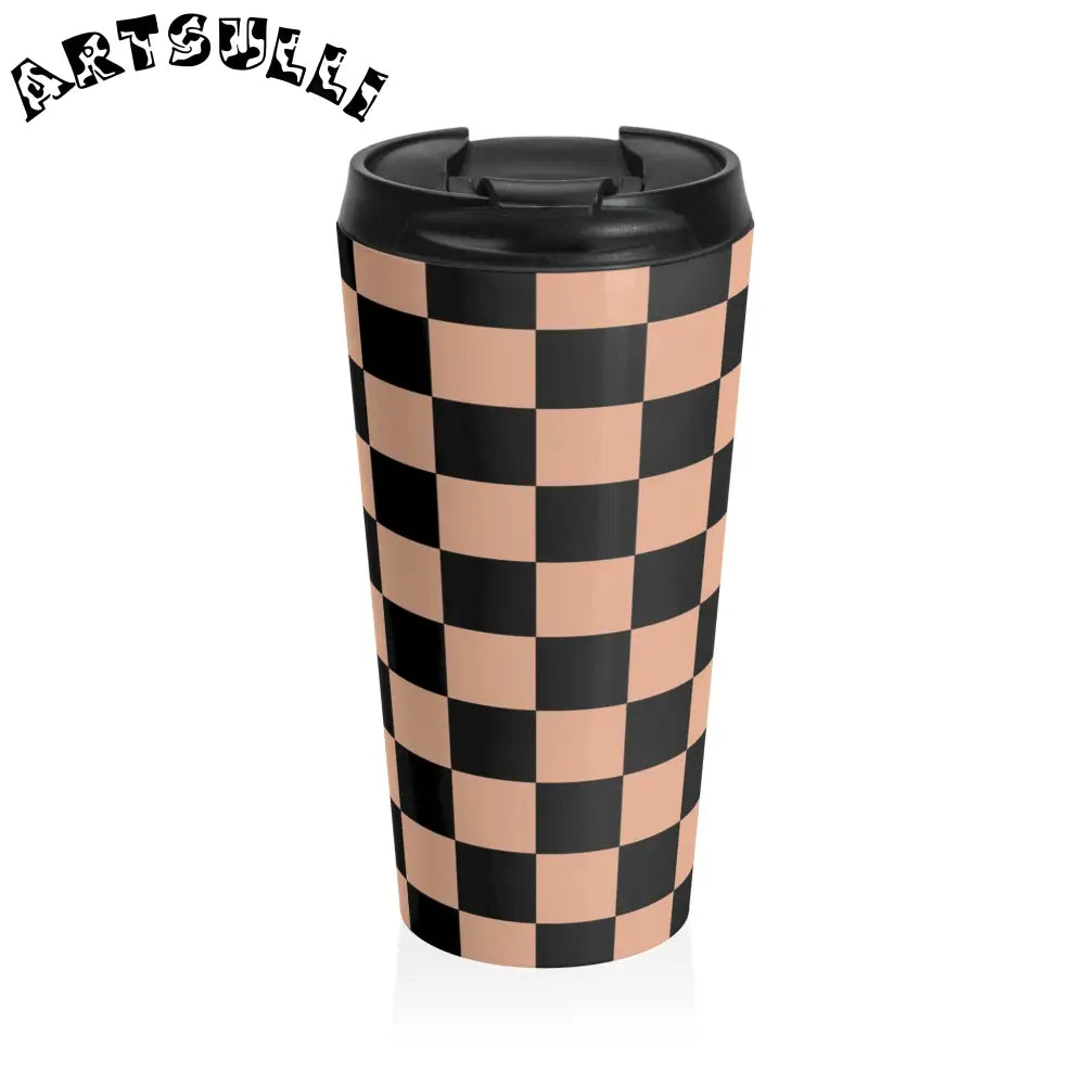 JAKKOUTTHEBXX Checkerboard Soft Orange and Black Stainless Steel