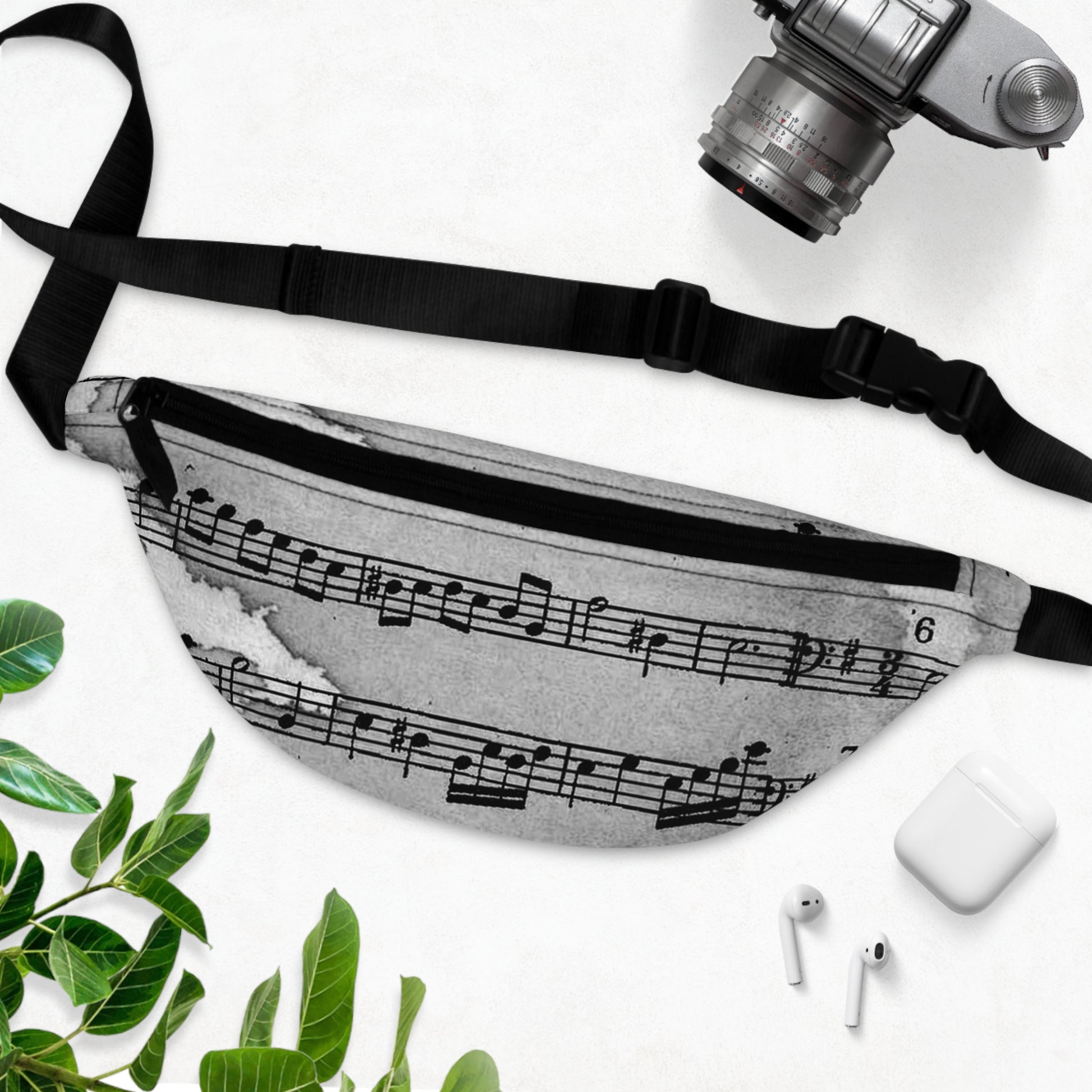 Drip Spill Type Beat Sheet Music Black Fanny Pack, Artsulli - Art is Long, Life is Short, Bags, , , , , , , 