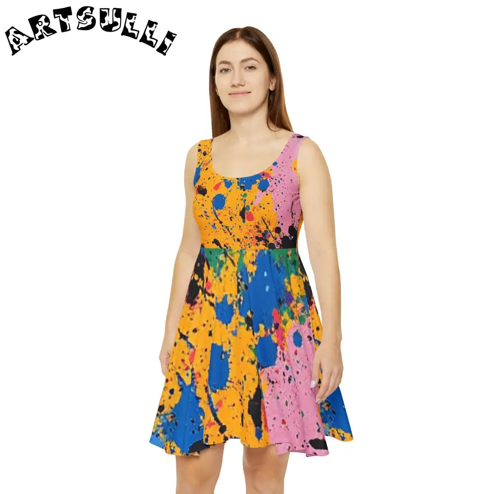 JAKKOUTTHEBXX The Colors Of Paint Splatter Women’s Skater Dress