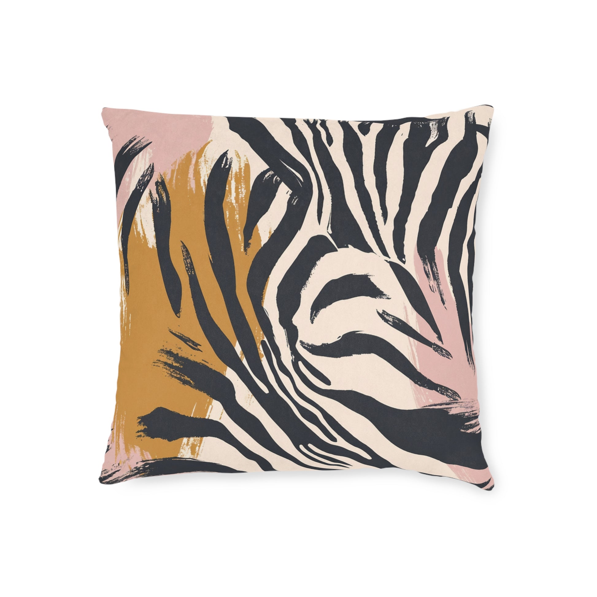Beige Zebra Jungle Flats Square Pillow, Artsulli - Art is Long, Life is Short, Home Decor, Size, 18" × 18", , , , , 73116779277080