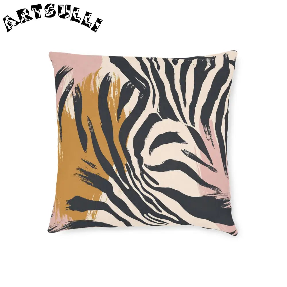 JAKKOUTTHEBXX Abstract Zebra Print Square Pillow in Faux Suede
