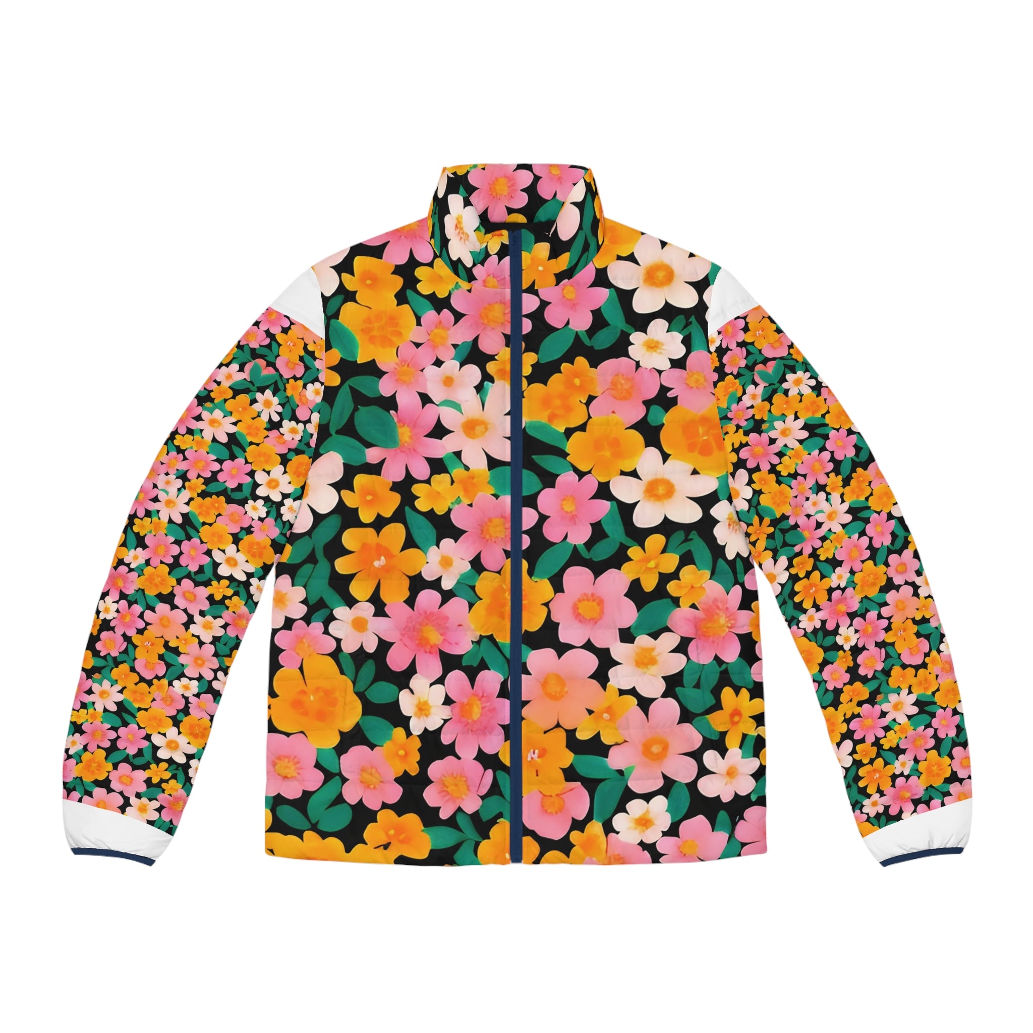 Men's Puffer Jacket (AOP), Artsulli - Art is Long, Life is Short, All Over Prints, Size, S, Color, Dark blue zipper, , , 17406948051080266502