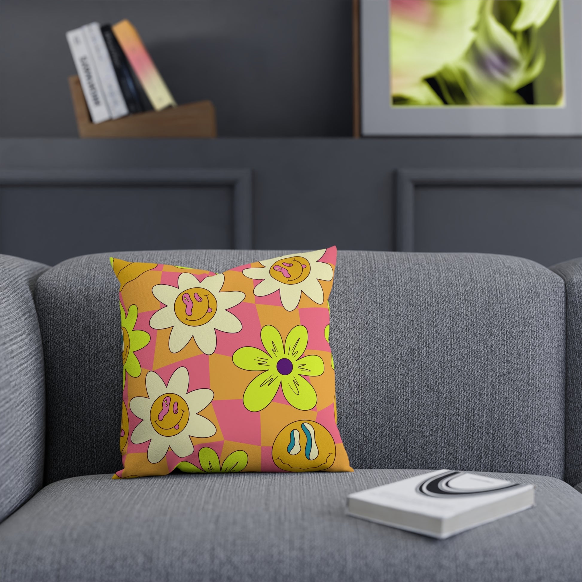 Trippy Sour Face Rave Cushion, Artsulli - Art is Long, Life is Short, Home Decor, , , , , , , 