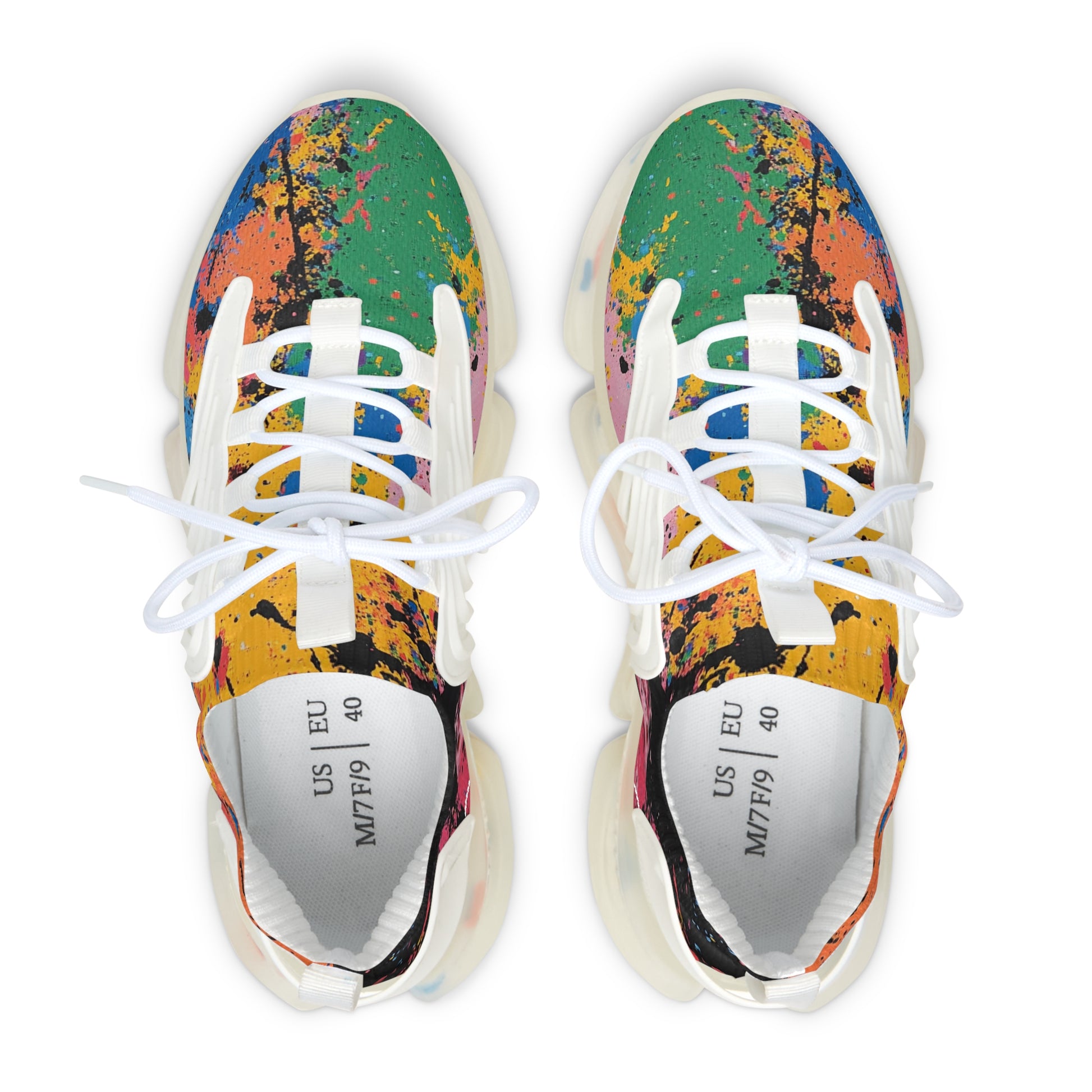The Colors Of Paint Splatter II Multi-Color Women's Mesh Sneakers, Artsulli - Art is Long, Life is Short, Shoes, , , , , , , 