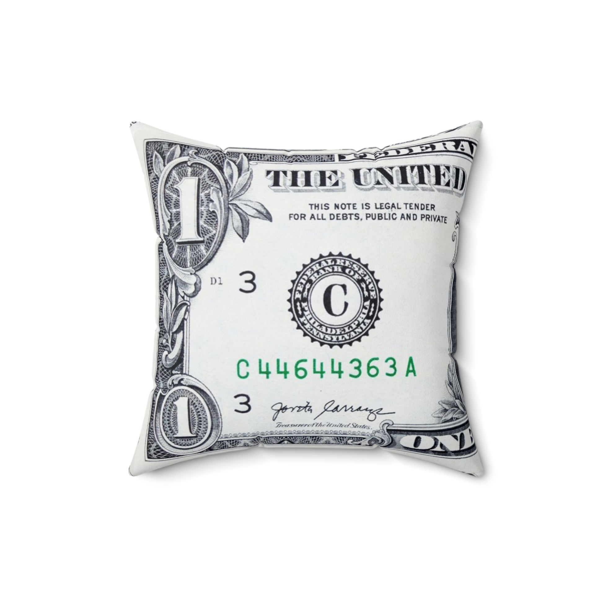 Money Collage Spun Polyester Square Pillow, Artsulli - Art is Long, Life is Short, Home Decor, Size, 16" × 16", , , , , 83568902397180