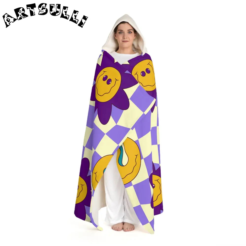 JAKKOUTTHEBXX Trippy Flower Power Motifs Hooded Sherpa Fleece