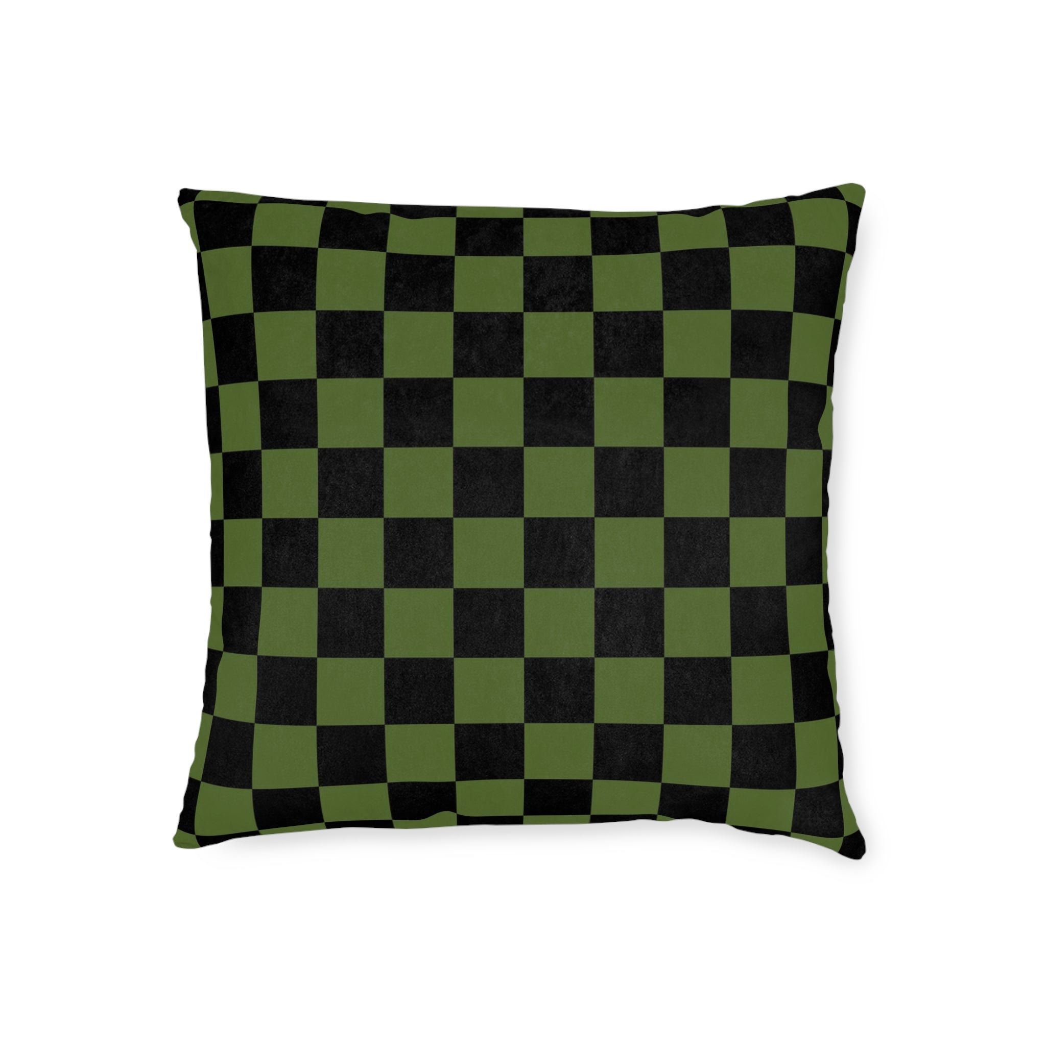 Checkerboard Olive Green and Black Square Pillow, Artsulli - Art is Long, Life is Short, Home Decor, , , , , , , 