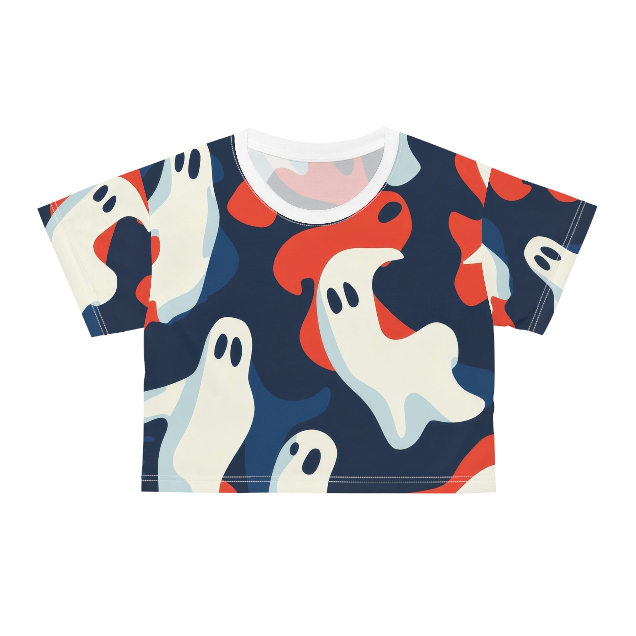 Camo Ghosts Crop Tee (AOP), Artsulli - Art is Long, Life is Short, All Over Prints, Color, White stitching, Size, XS, , , 13870551666951