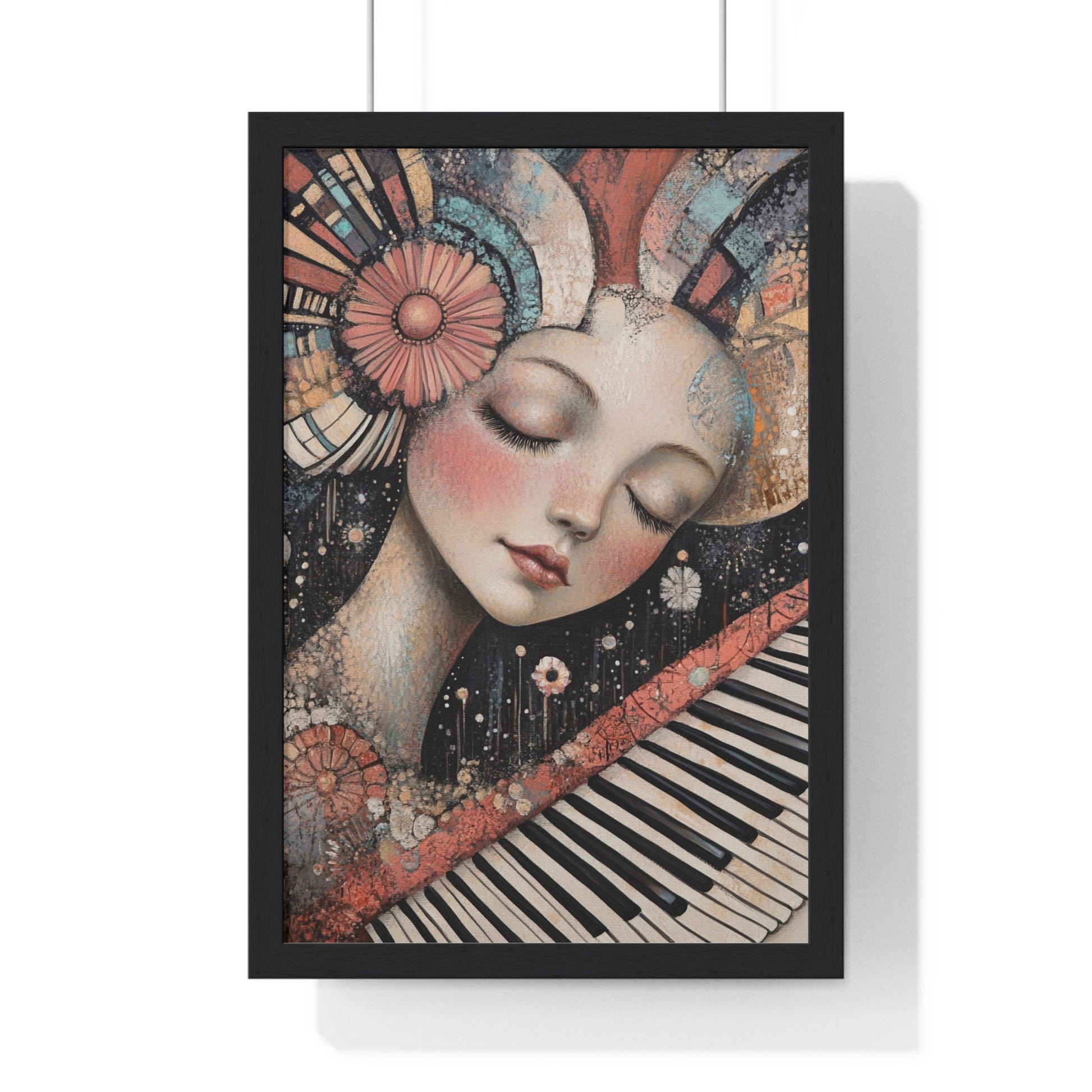 Queen Of Piano Dreams Vertical Framed Poster, Artsulli - Art is Long, Life is Short, Poster, Size, 12″ x 18″, Color, Black, , , 15371841963180192095