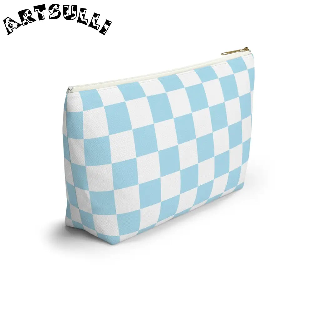 JAKKOUTTHEBXX Checkerboard Sky Blue Accessory Pouch w T-bottom