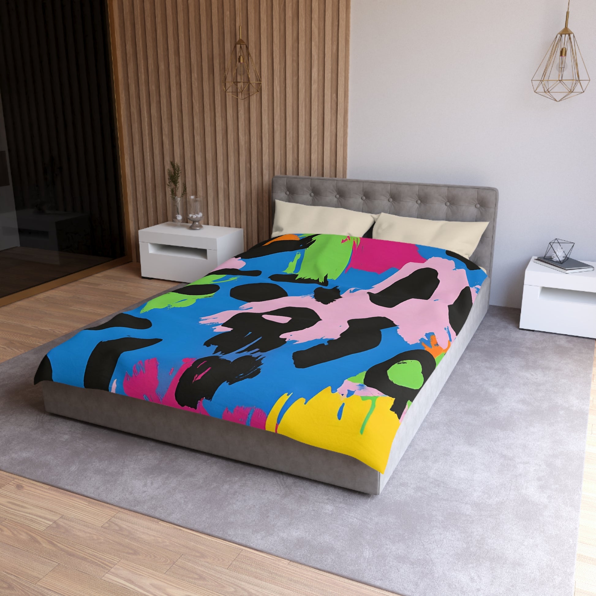90s Neon Microfiber Duvet Cover, Artsulli - Art is Long, Life is Short, Home Decor, , , , , , , 