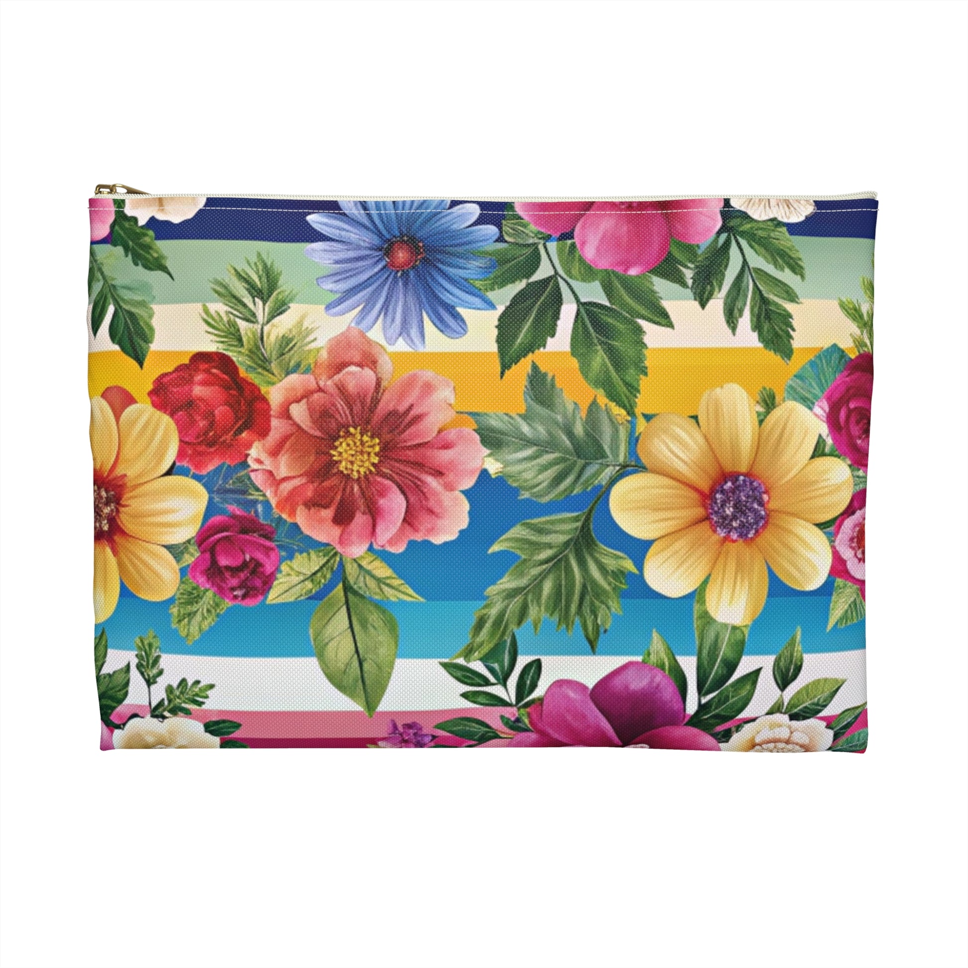 Floral Stripe 4K II Accessory Pouch, Artsulli - Art is Long, Life is Short, Bags, , , , , , , 