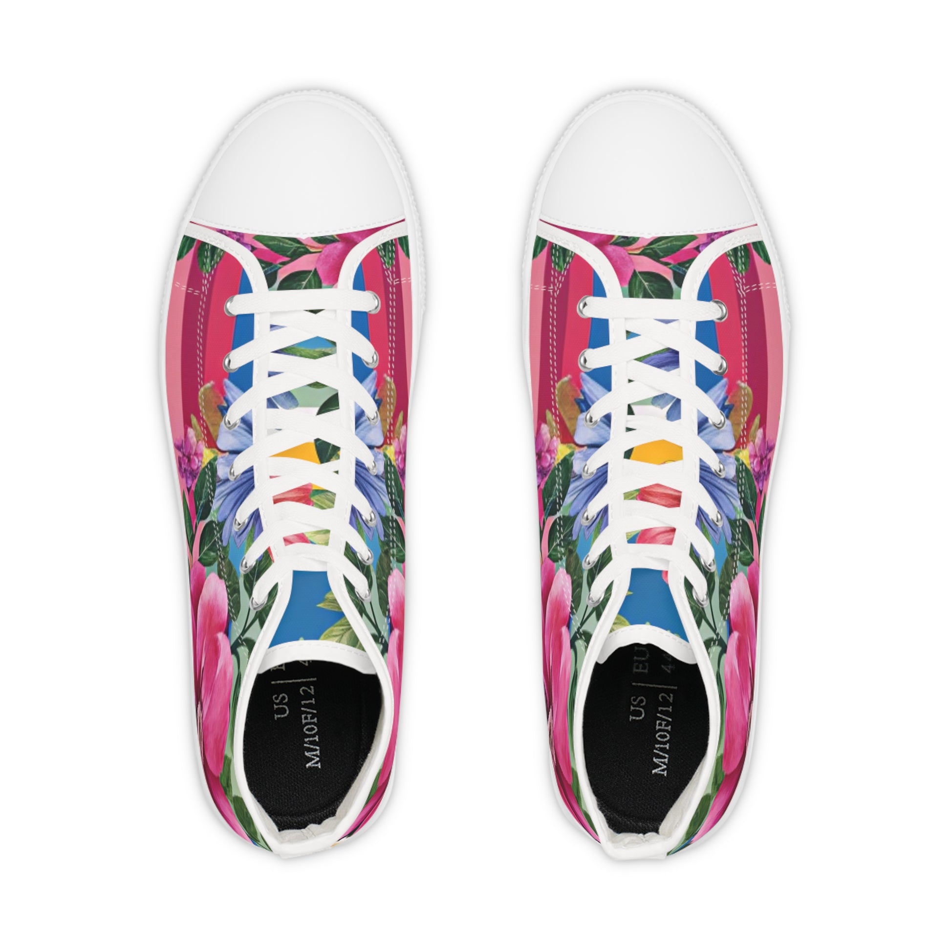 Floral Stripe 4K Men's High Top Sneakers, Artsulli - Art is Long, Life is Short, Shoes, , , , , , , 