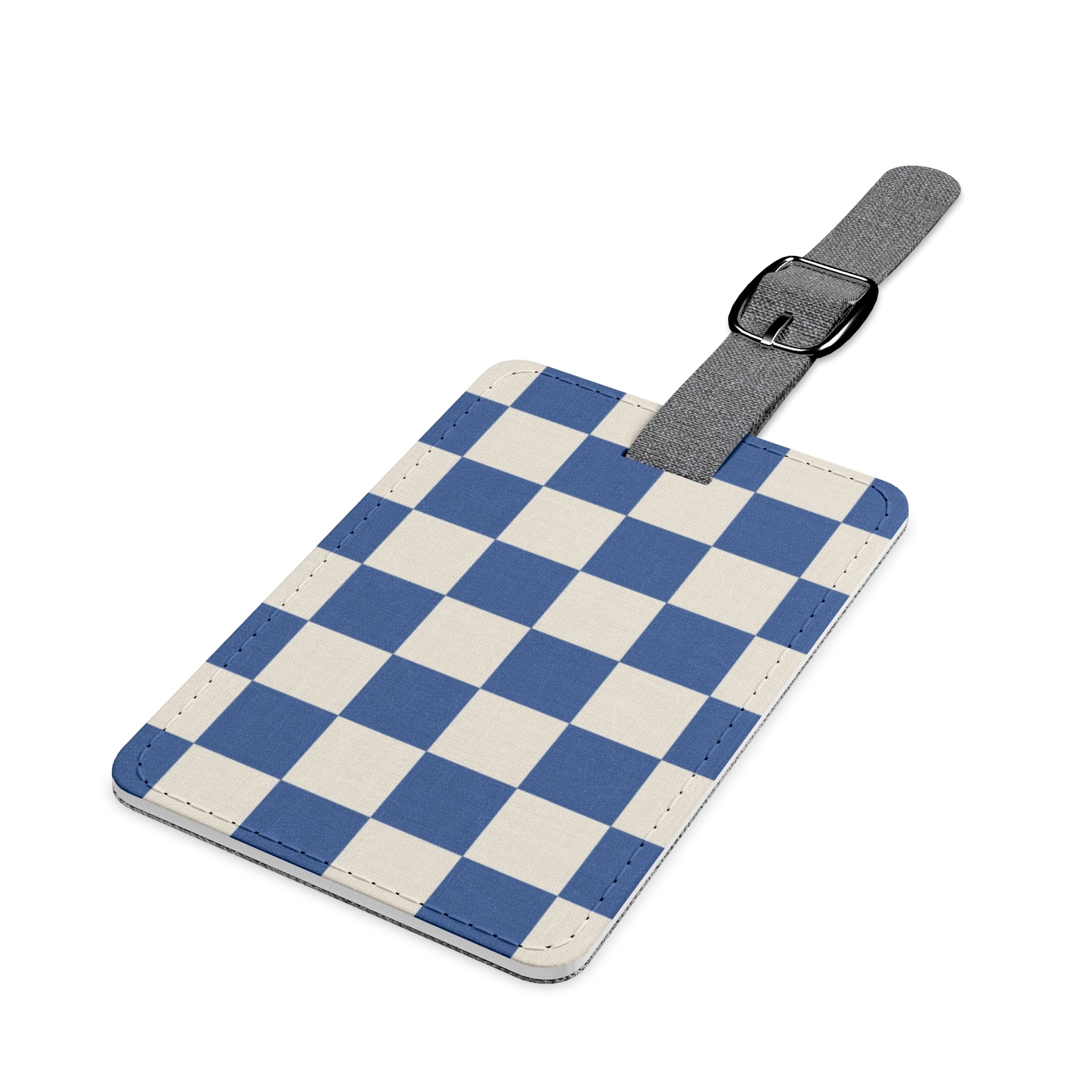 Checkerboard Blue Saffiano Polyester Luggage Tag, Rectangle, Artsulli - Art is Long, Life is Short, Accessories, , , , , , , 