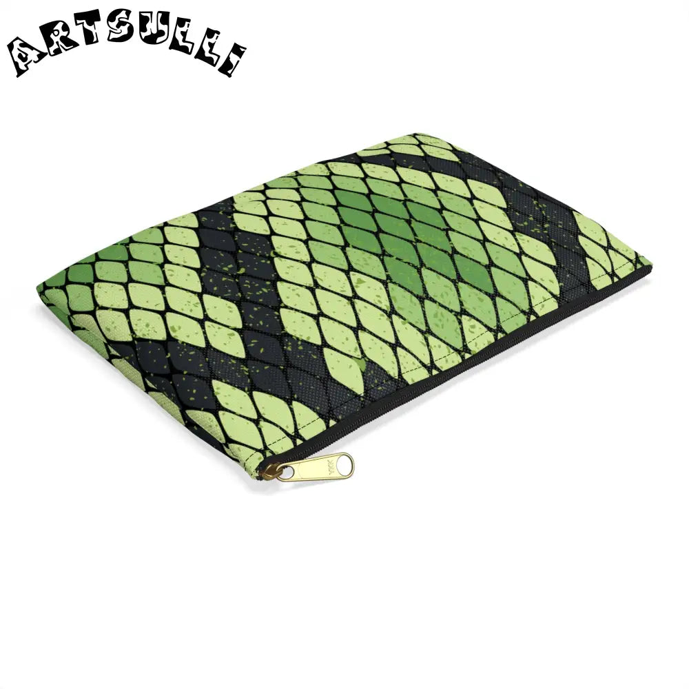 JAKKOUTTHEBXX Snake Skin Green and Black Accessory Pouch