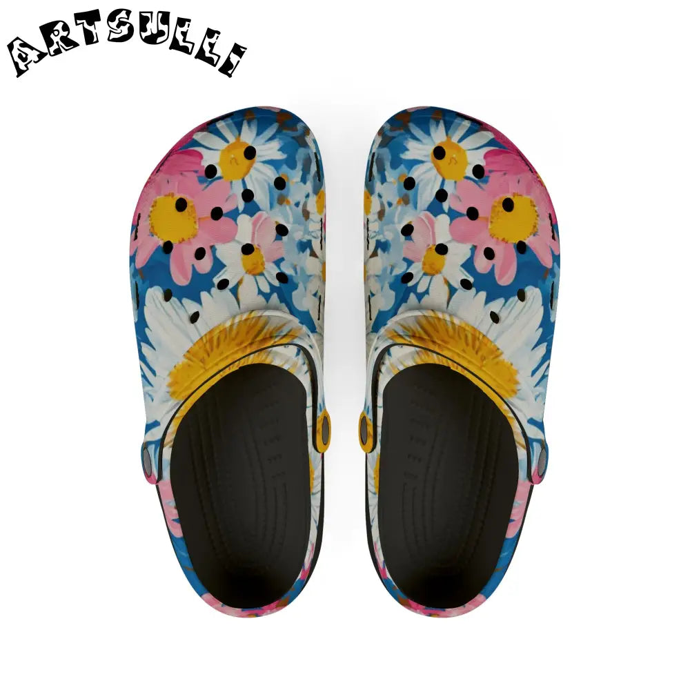 JAKKOUTTHEBXX CDG Daisy Dream Blue EVA Foam Rubber Shoes (AOP)