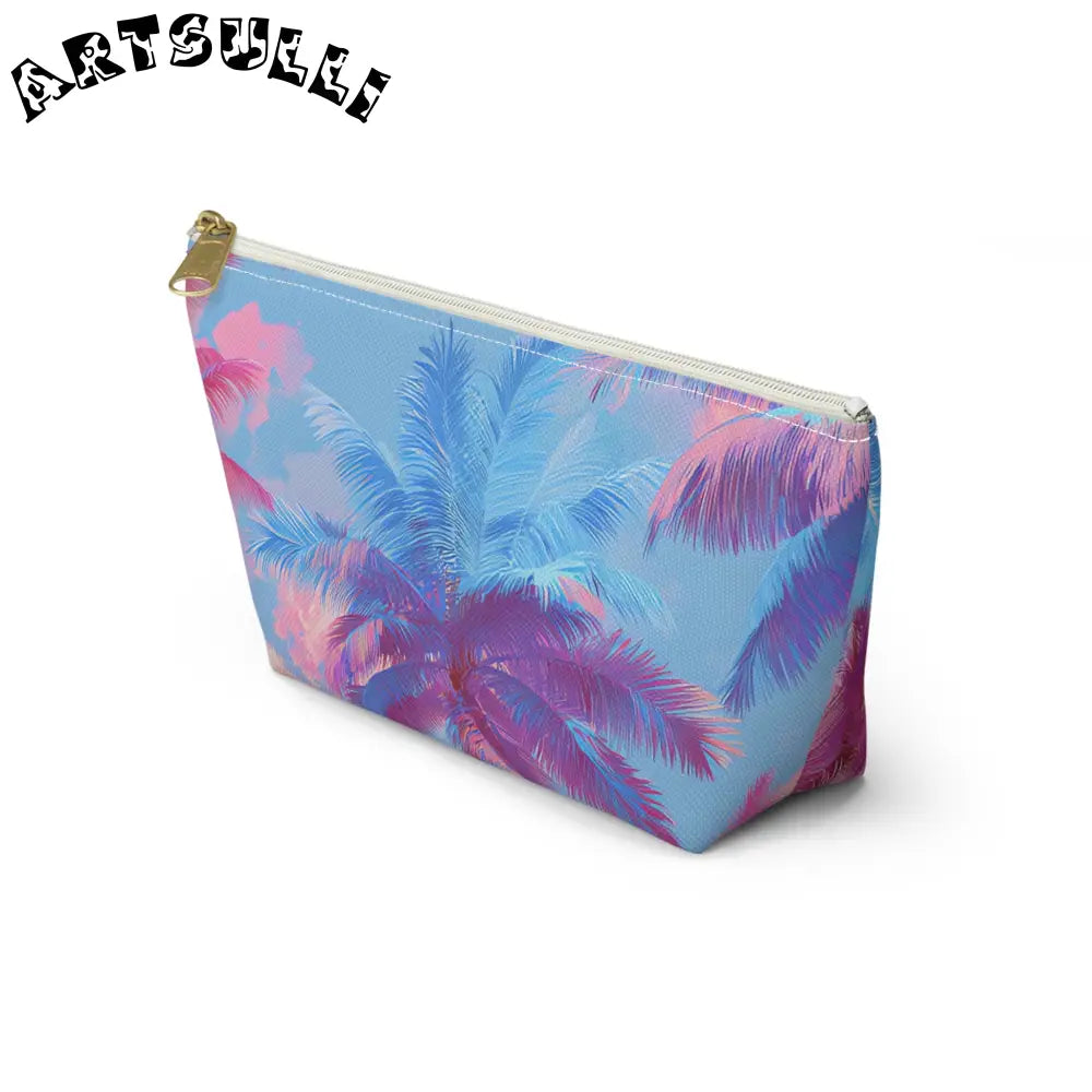JAKKOUTTHEBXX Ethereal Pastel Palms II Blue and Pink Accessory Pouch