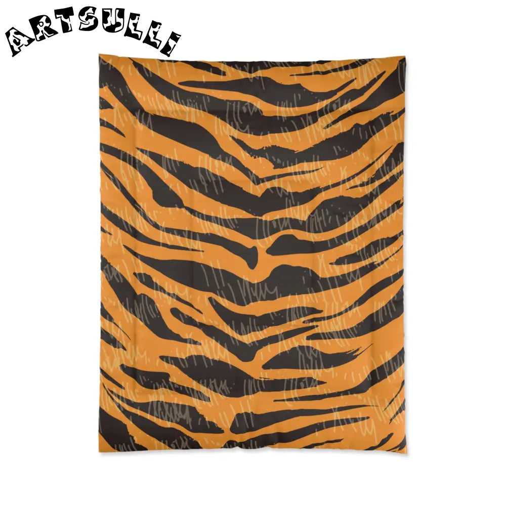 JAKKOUTTHEBXX Tiger Scratches Orange & Black Comforter JAKKOUTTHEBXX