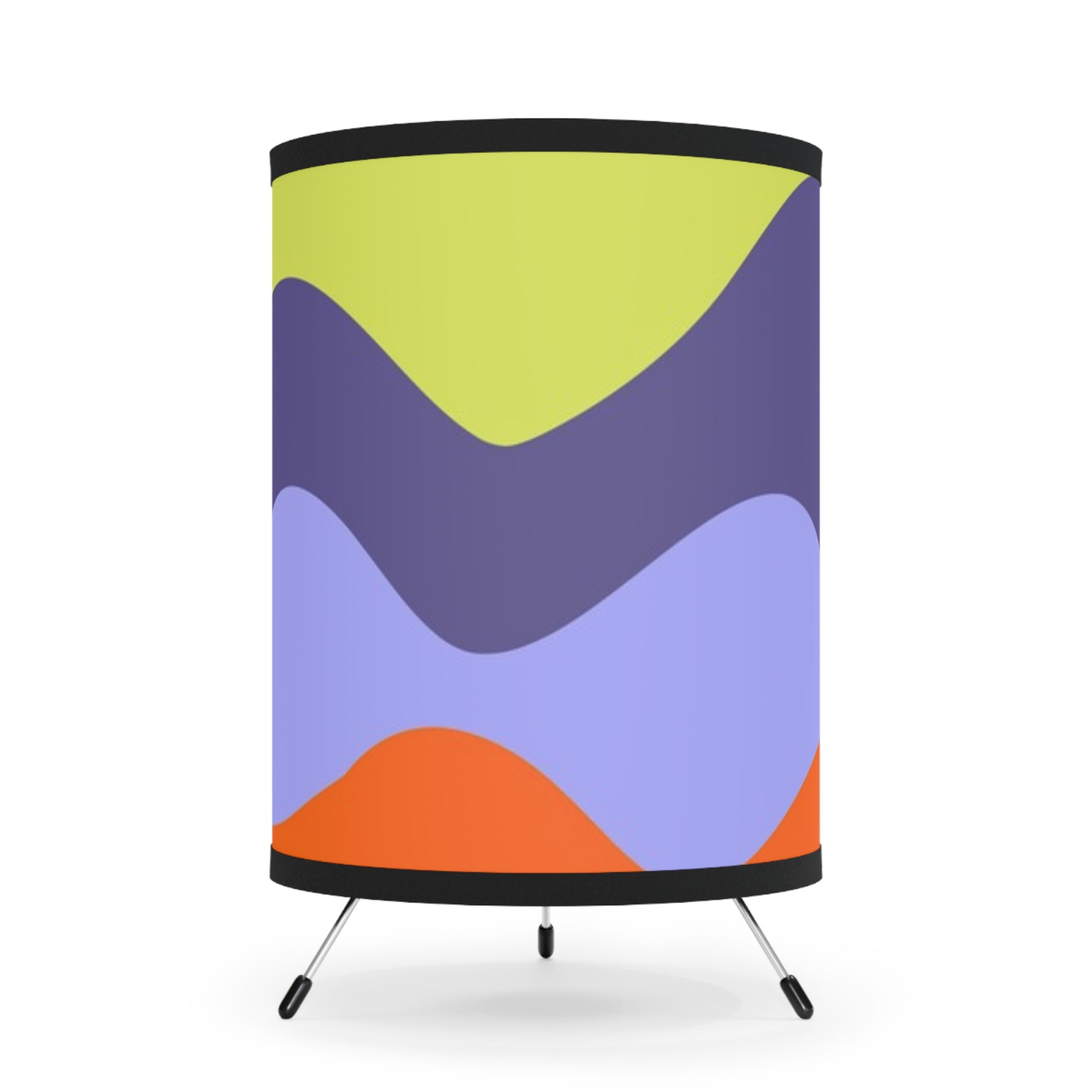 Waves Yellow and Blue Tripod Lamp with High-Res Printed Shade, US\CA plug, Artsulli - Art is Long, Life is Short, Home Decor, Size, One size, Color, Black, , , 22691123013597671355