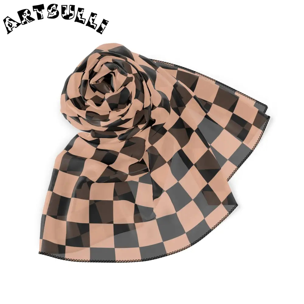 JAKKOUTTHEBXX Checkerboard II Soft Orange and Black Poly Scarf