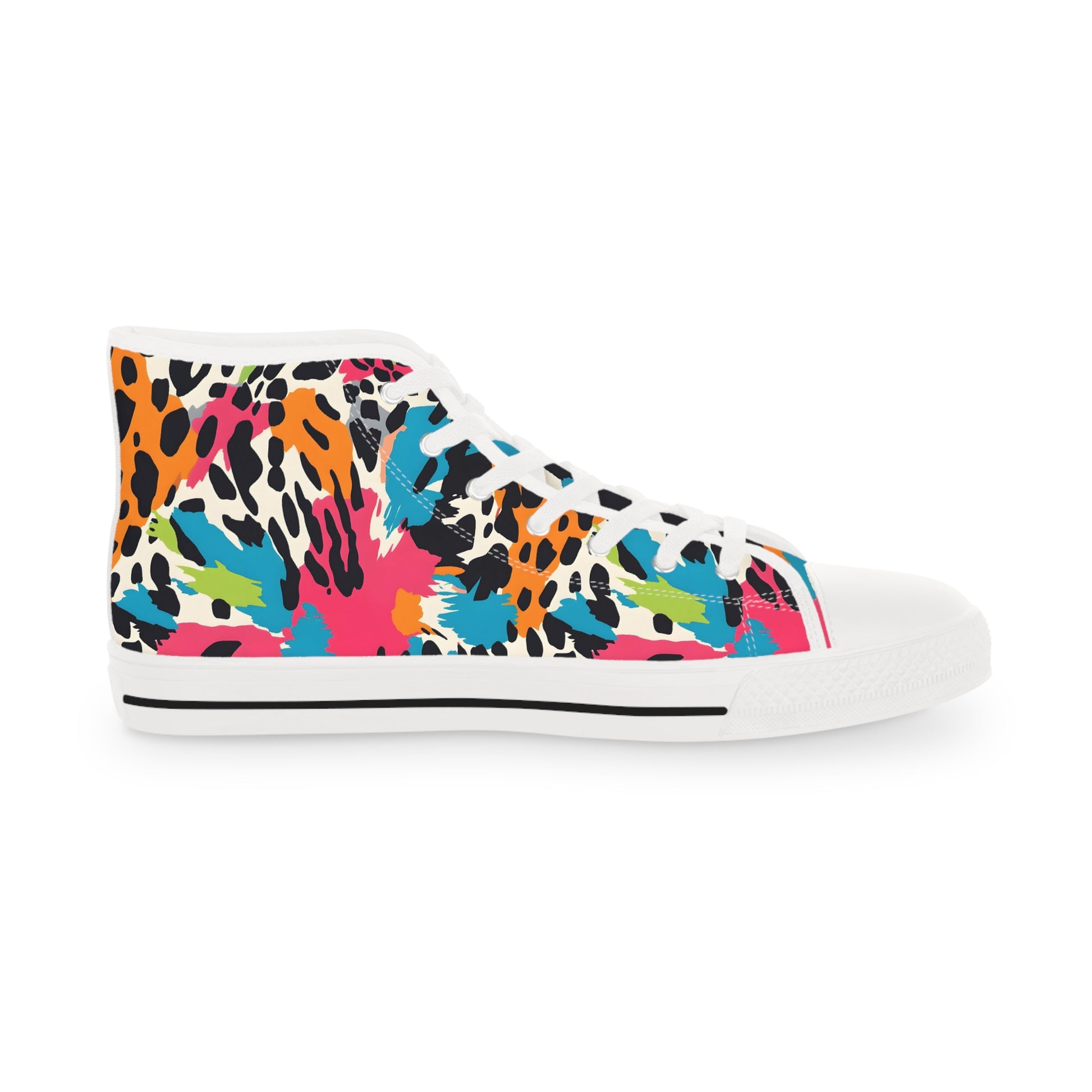 Wild Brush Strokes x Animal Print Multi-Color Men's High Top Sneakers, Artsulli - Art is Long, Life is Short, Shoes, , , , , , , 