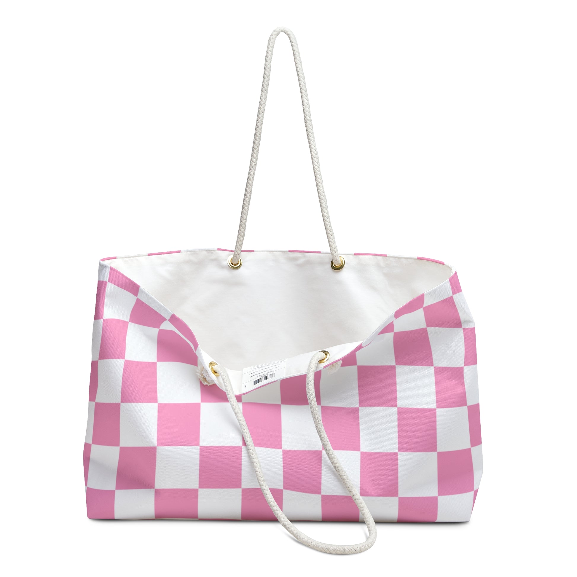 Checkerboard Hot Pink and White Weekender Bag, Artsulli - Art is Long, Life is Short, Bags, , , , , , , 