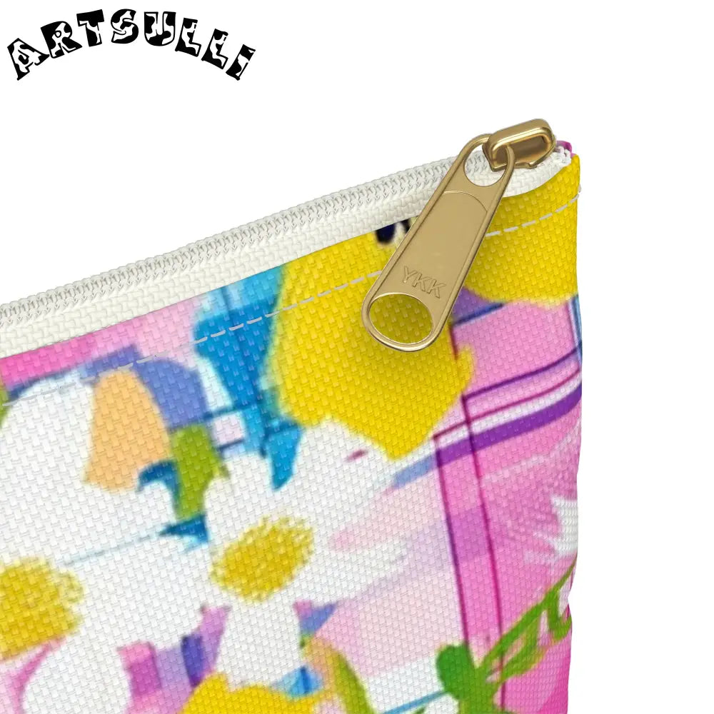 JAKKOUTTHEBXX Plaid Garden Pink and Purple Accessory Pouch
