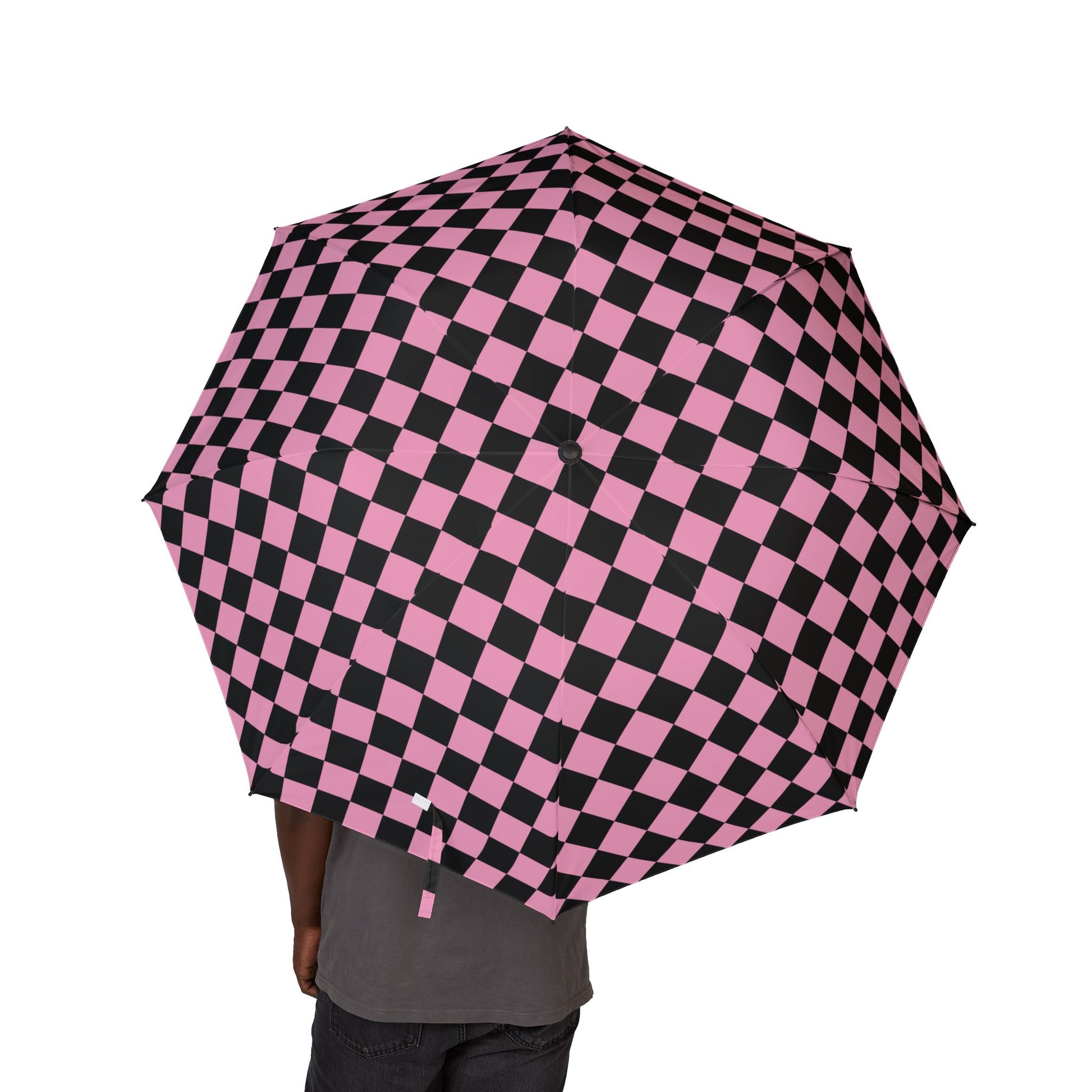 Checkerboard II Black and Pink Semi-Automatic Foldable Umbrella, Artsulli - Art is Long, Life is Short, Accessories, , , , , , , 