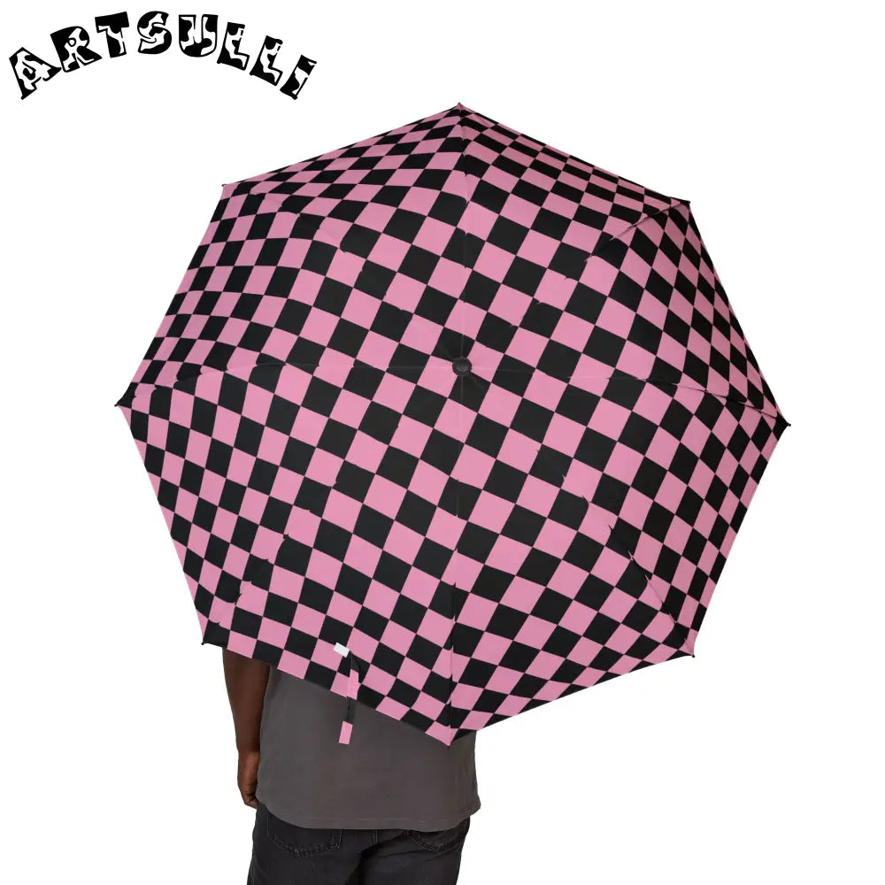 JAKKOUTTHEBXX Checkerboard II Black and Pink Semi-Automatic Foldable