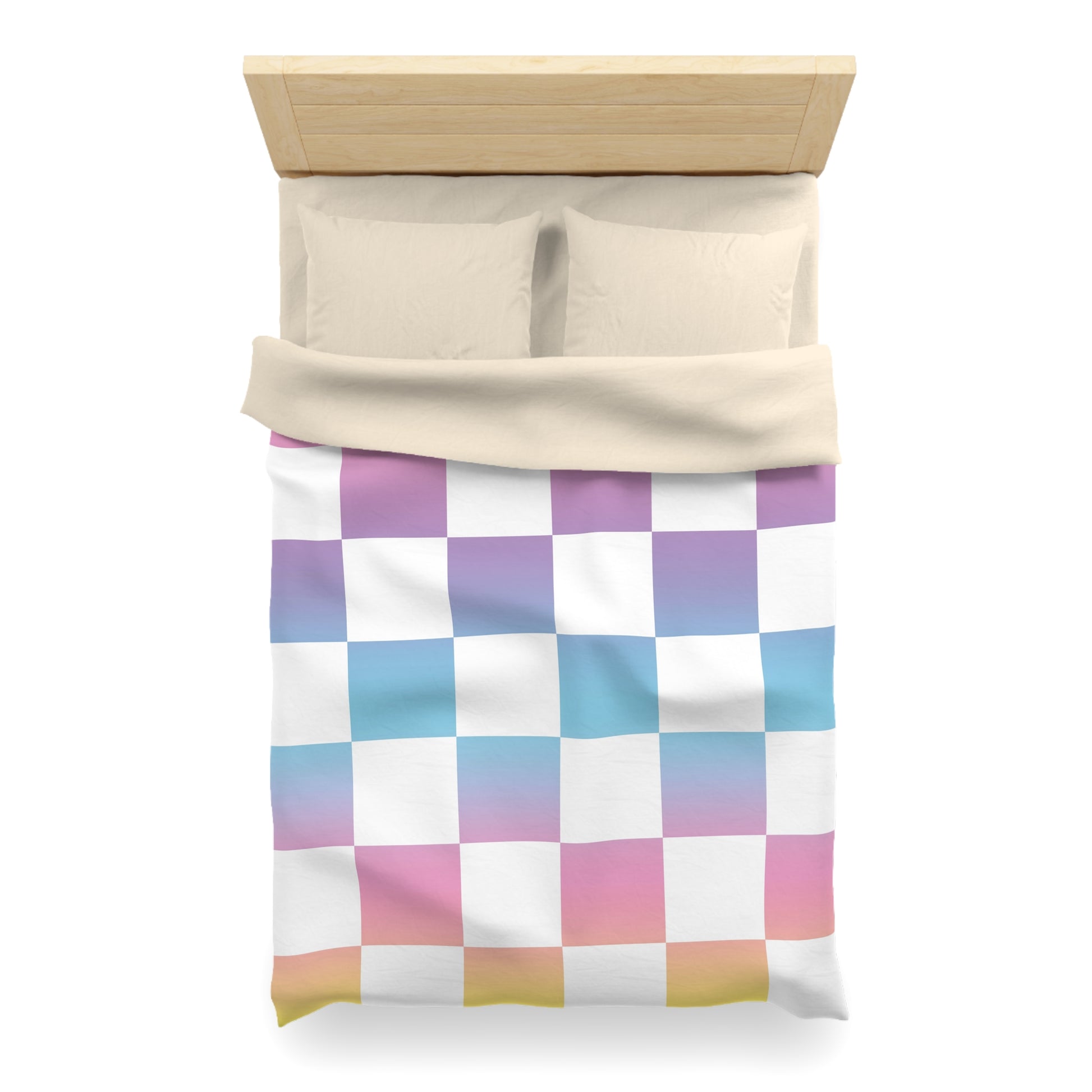 Vaporwave Check Microfiber Duvet Cover, Artsulli - Art is Long, Life is Short, Home Decor, , , , , , , 