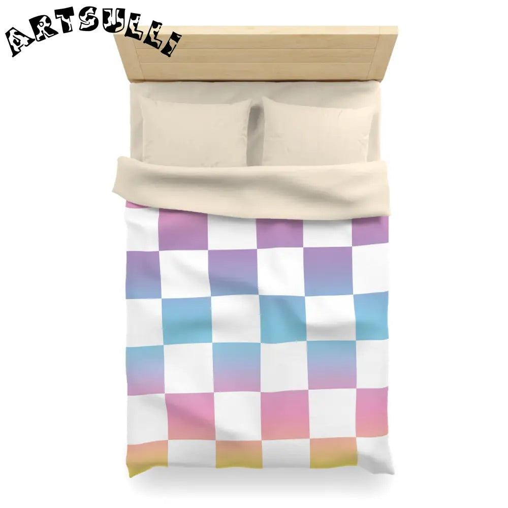 JAKKOUTTHEBXX Vaporwave Check Microfiber Duvet Cover JAKKOUTTHEBXX