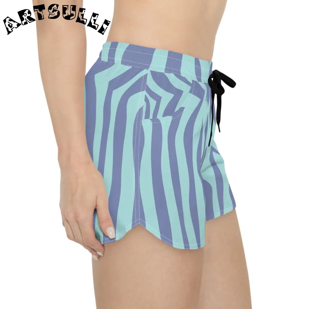 JAKKOUTTHEBXX Amorphous Blue Zebra Banner Women’s Casual Shorts