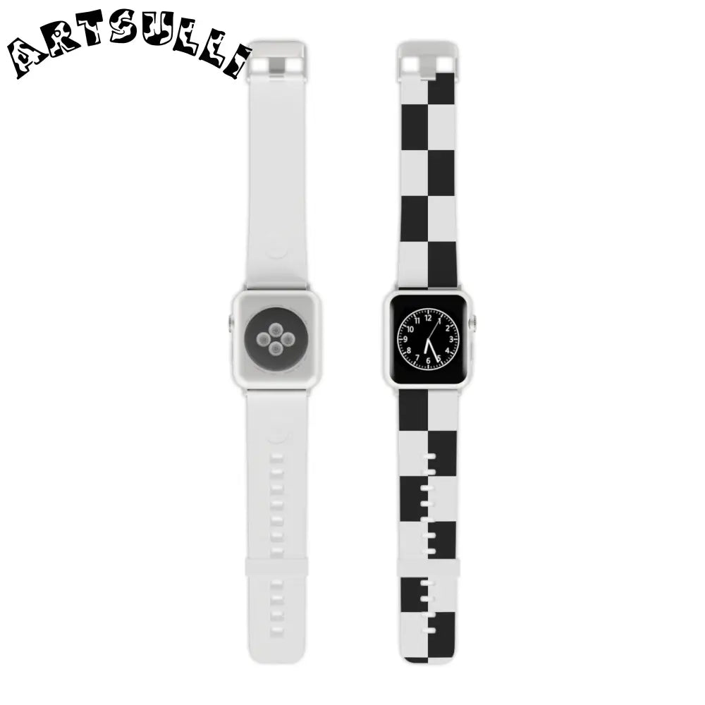 JAKKOUTTHEBXX Checkerboard Black and White Watch Band for Apple