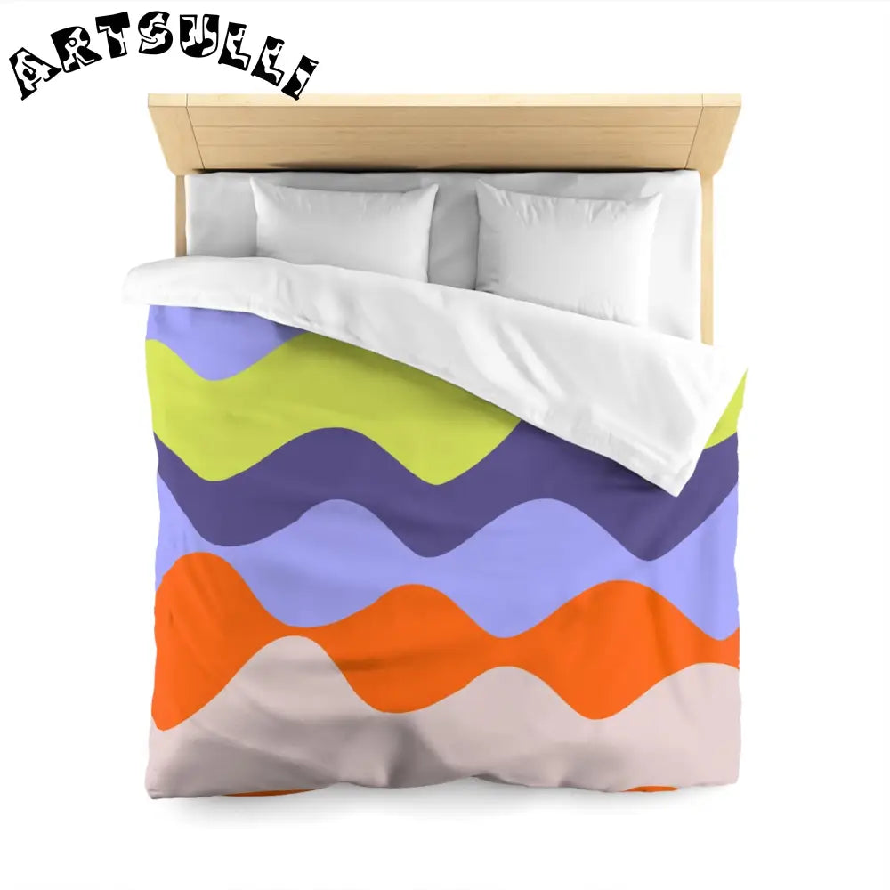 JAKKOUTTHEBXX Waves Red and Blue Microfiber Duvet Cover