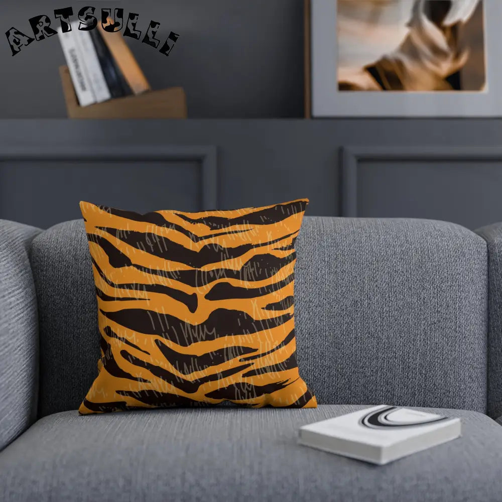 JAKKOUTTHEBXX Tiger Scratches Orange & Black Cushion JAKKOUTTHEBXX