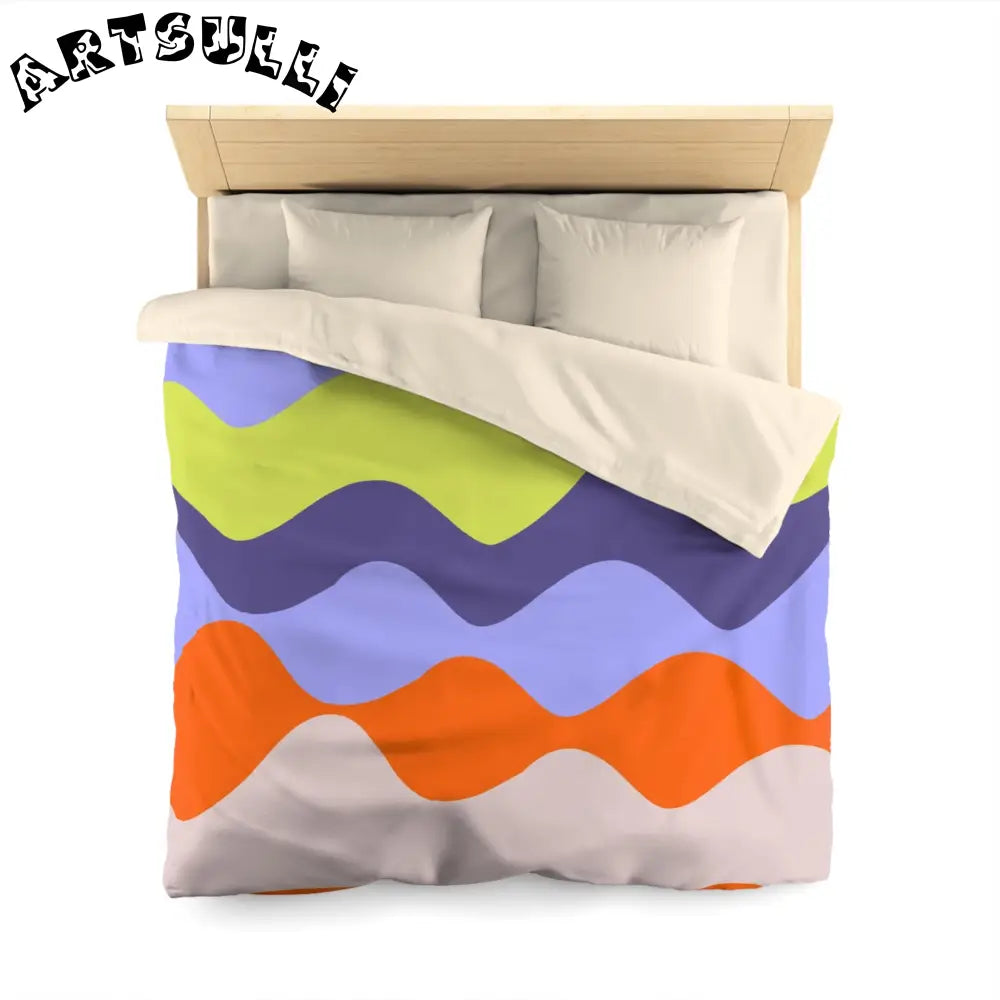 JAKKOUTTHEBXX Waves Red and Blue Microfiber Duvet Cover